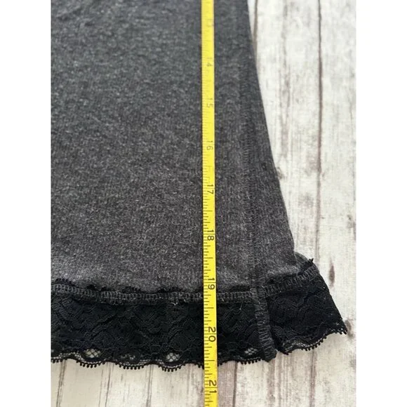 Y2k Dark Grey XS American Eagle Lace Tank  Cami Long Layering Shelf Bra - Picture 9 of 10